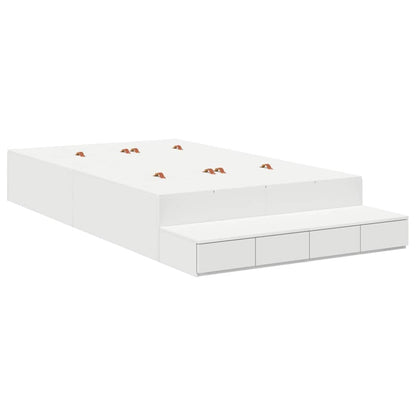 Storage Bed Frame with Drawer White 120 cm Engineered Wood