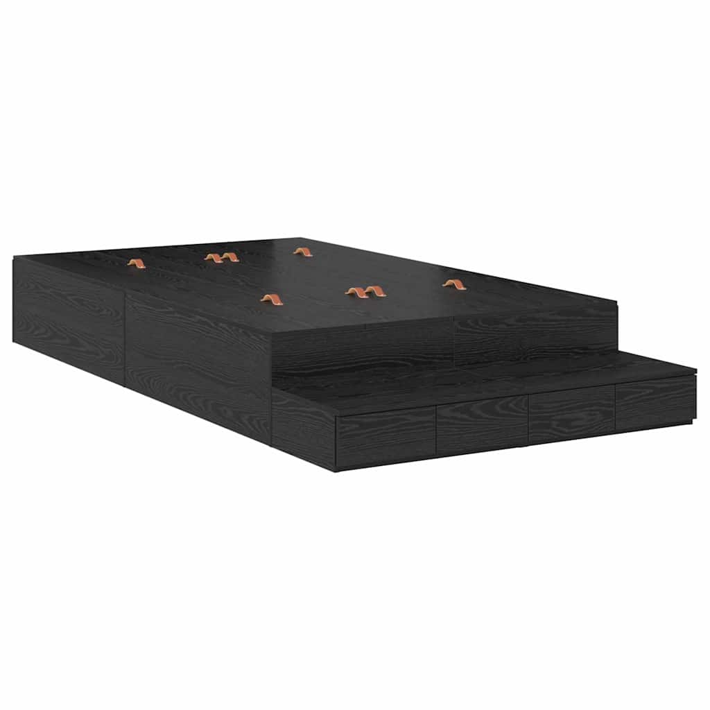 Storage Bed Frame with Drawer Black Oak 120 cm Engineered Wood
