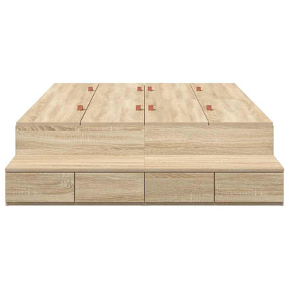 Storage Bed Frame with Drawer Sonoma Oak 120 cm Engineered Wood