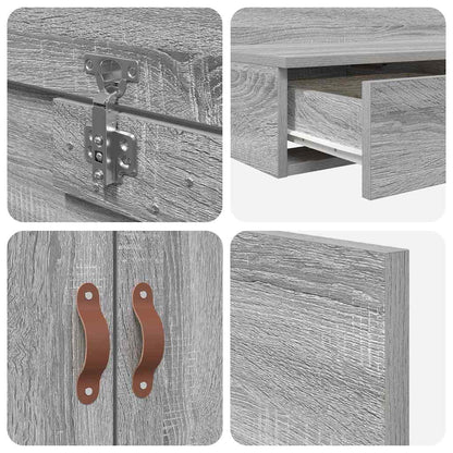 Storage Bed Frame with Door Grey Sonoma 120 cm Engineered Wood