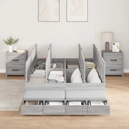 Storage Bed Frame with Door Grey Sonoma 120 cm Engineered Wood