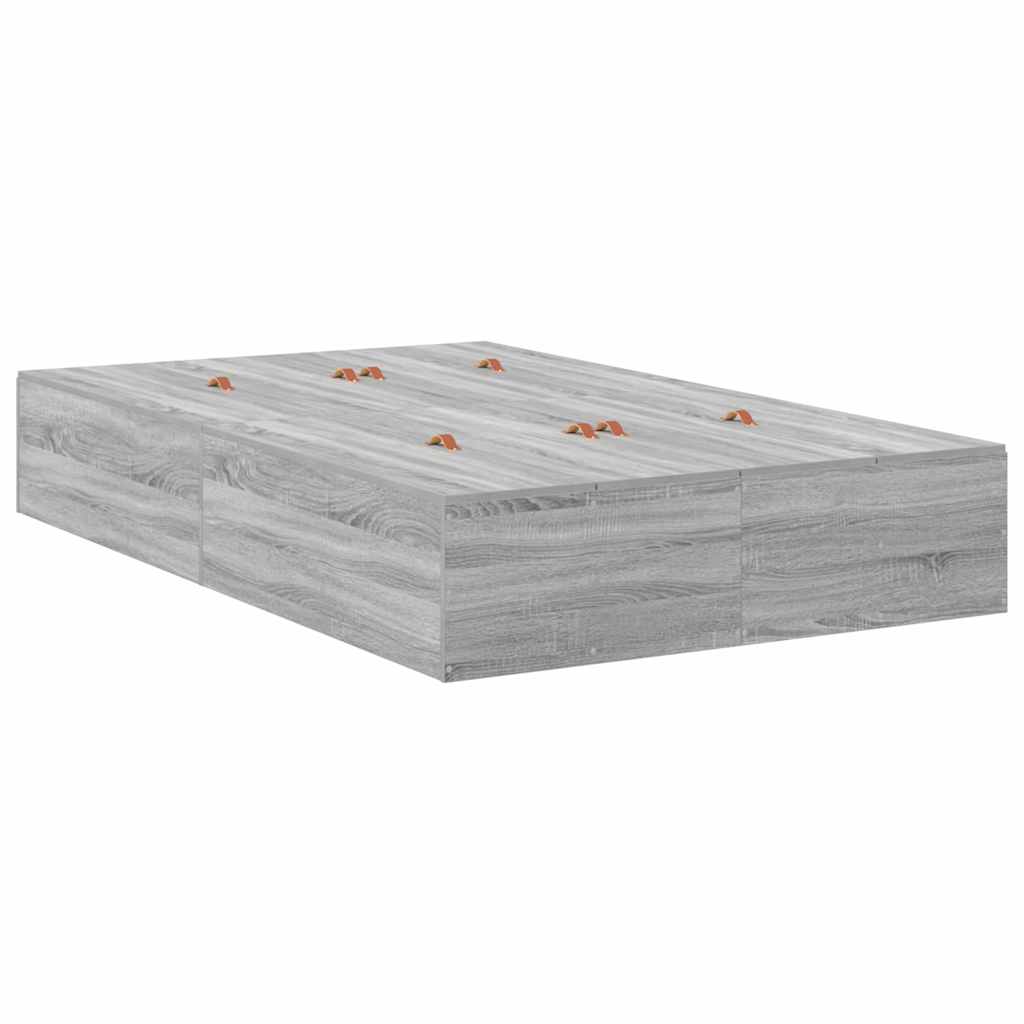 Storage Bed Frame Grey Sonoma 120 cm Engineered Wood