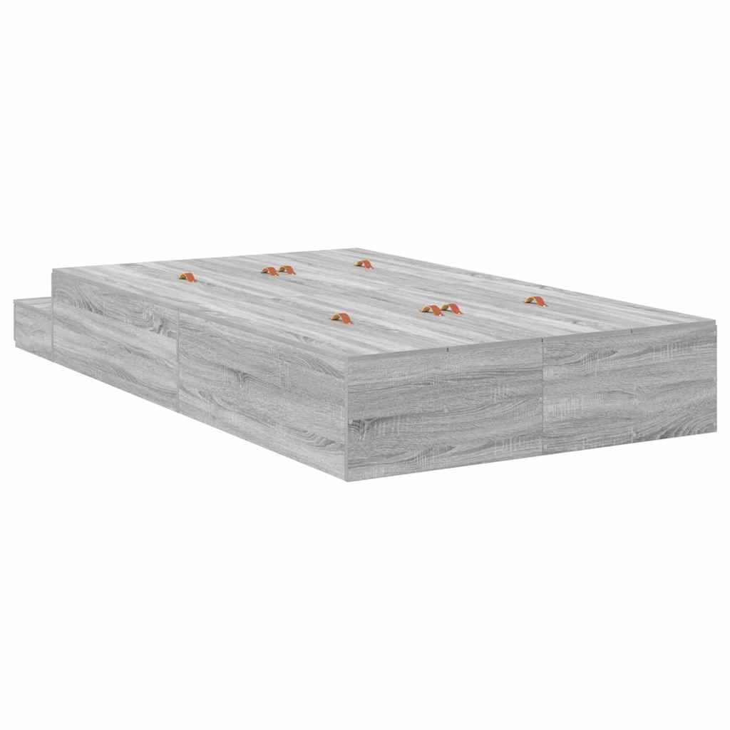 Storage Bed Frame with Door Grey Sonoma 120 cm Engineered Wood