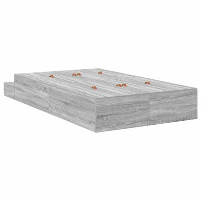 Storage Bed Frame with Door Grey Sonoma 120 cm Engineered Wood