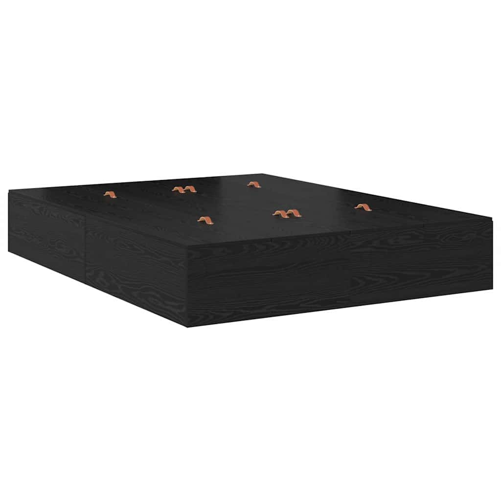Storage Bed Frame with Drawer Black Oak 140 cm Engineered Wood