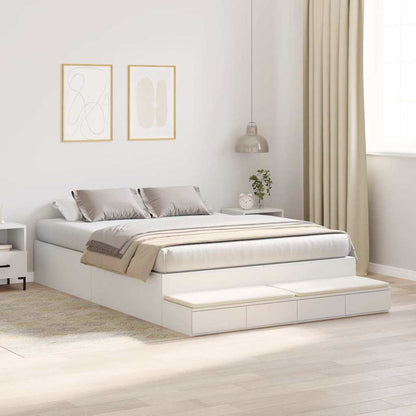 Storage Bed Frame with Drawer White 150 cm Engineered Wood