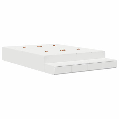 Storage Bed Frame with Drawer White 150 cm Engineered Wood