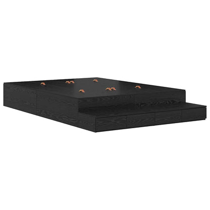 Storage Bed Frame with Drawer Black Oak 150 cm Engineered Wood