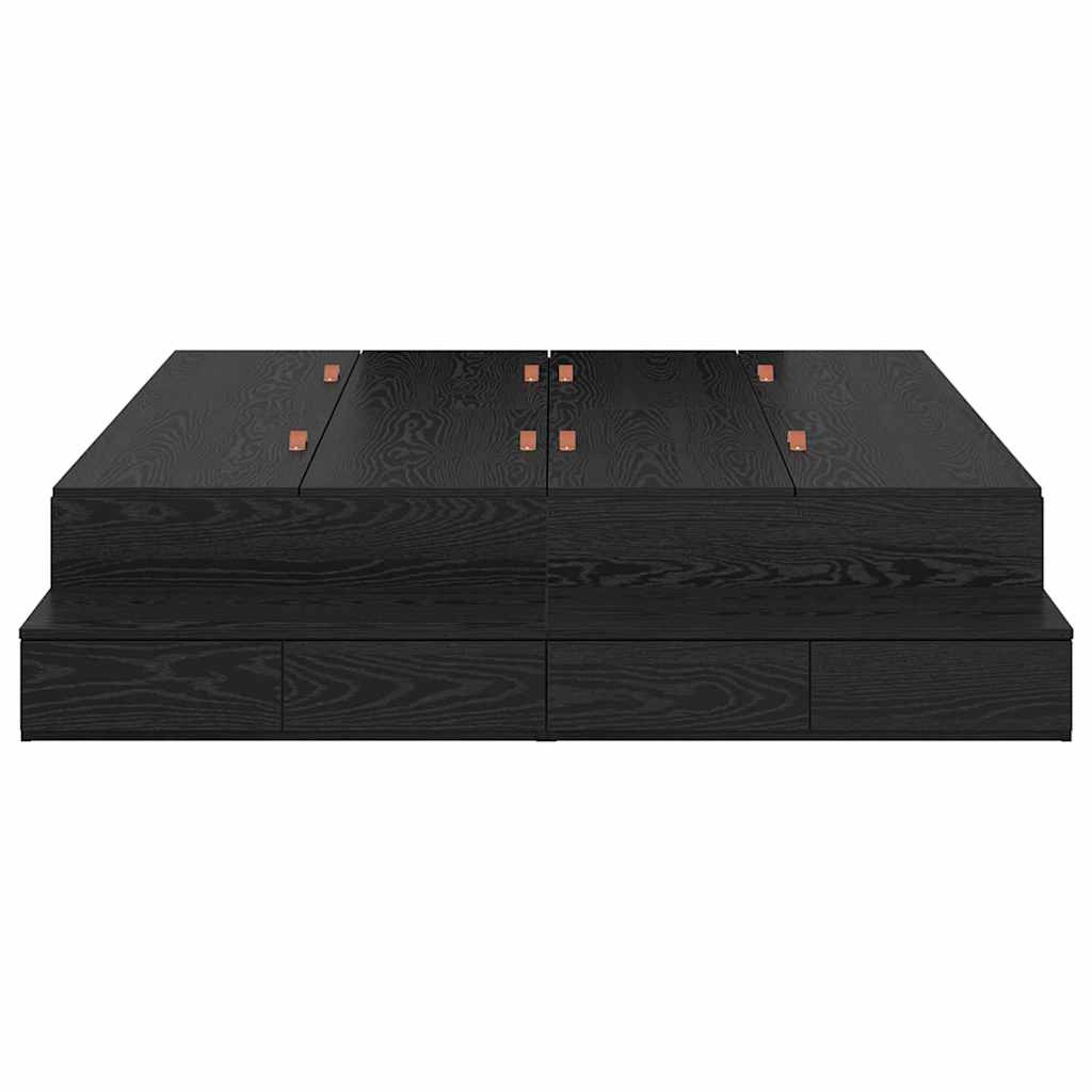 Storage Bed Frame with Drawer Black Oak 150 cm Engineered Wood