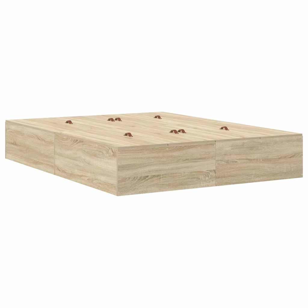 Storage Bed Frame with Drawer Sonoma Oak 150 cm Engineered Wood
