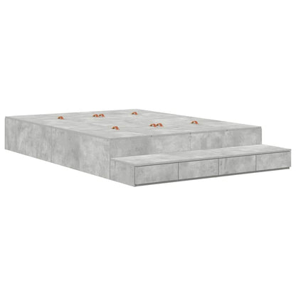 Storage Bed Frame Concrete Grey 150 cm Engineered Wood