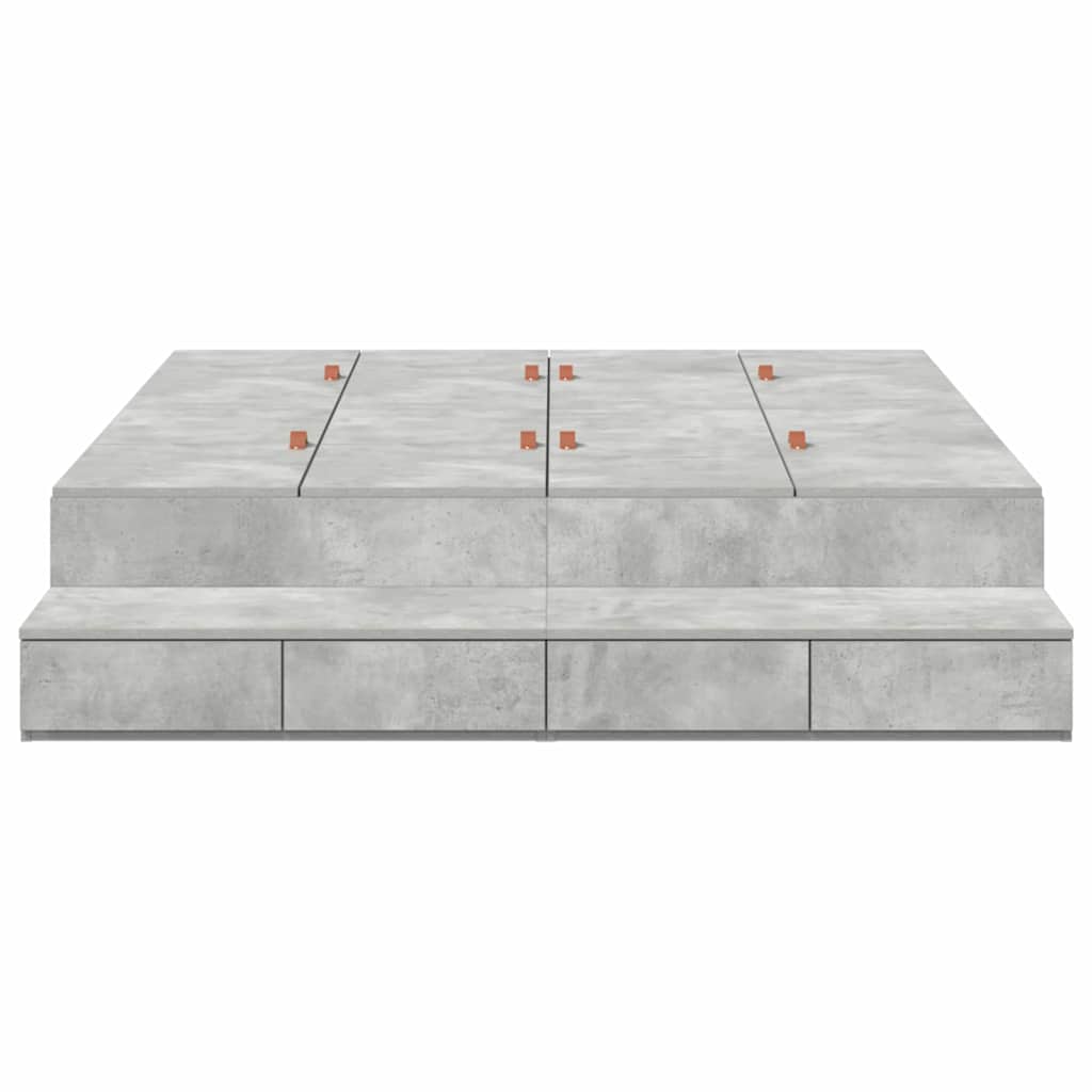 Storage Bed Frame Concrete Grey 150 cm Engineered Wood