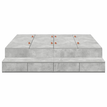Storage Bed Frame Concrete Grey 150 cm Engineered Wood