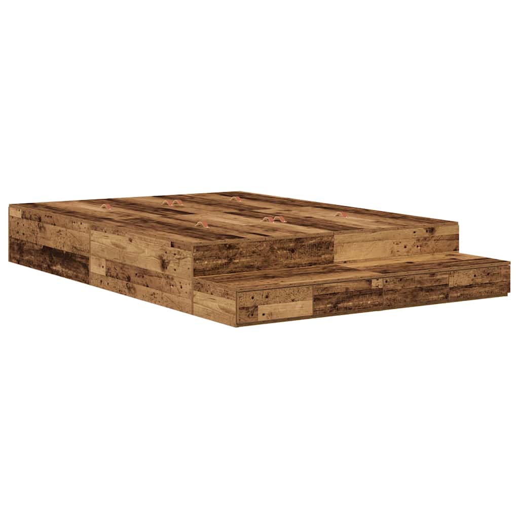 Storage Bed Frame with Drawer Old Wood 150 cm Engineered Wood
