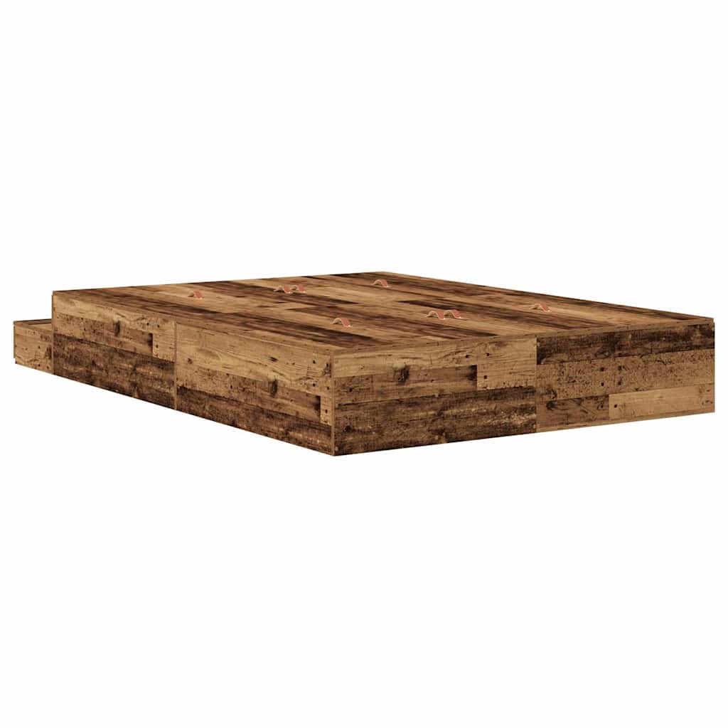 Storage Bed Frame with Drawer Old Wood 150 cm Engineered Wood
