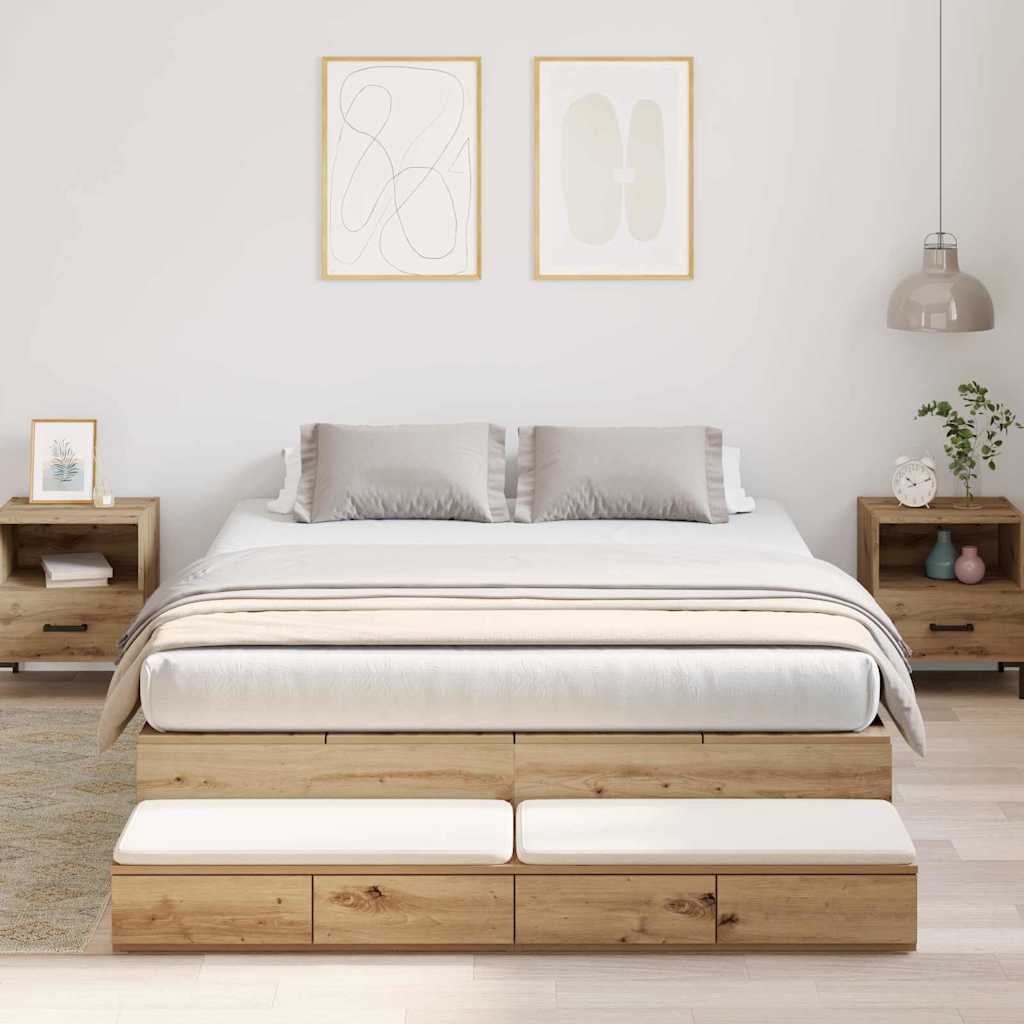 Storage Bed Frame with Door Artisan Oak 150 cm Engineered Wood