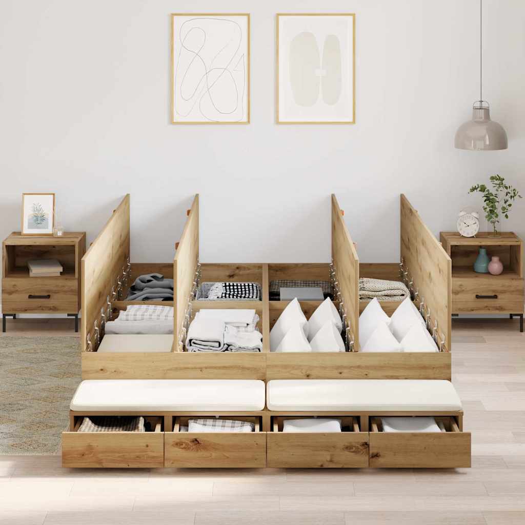 Storage Bed Frame with Door Artisan Oak 150 cm Engineered Wood
