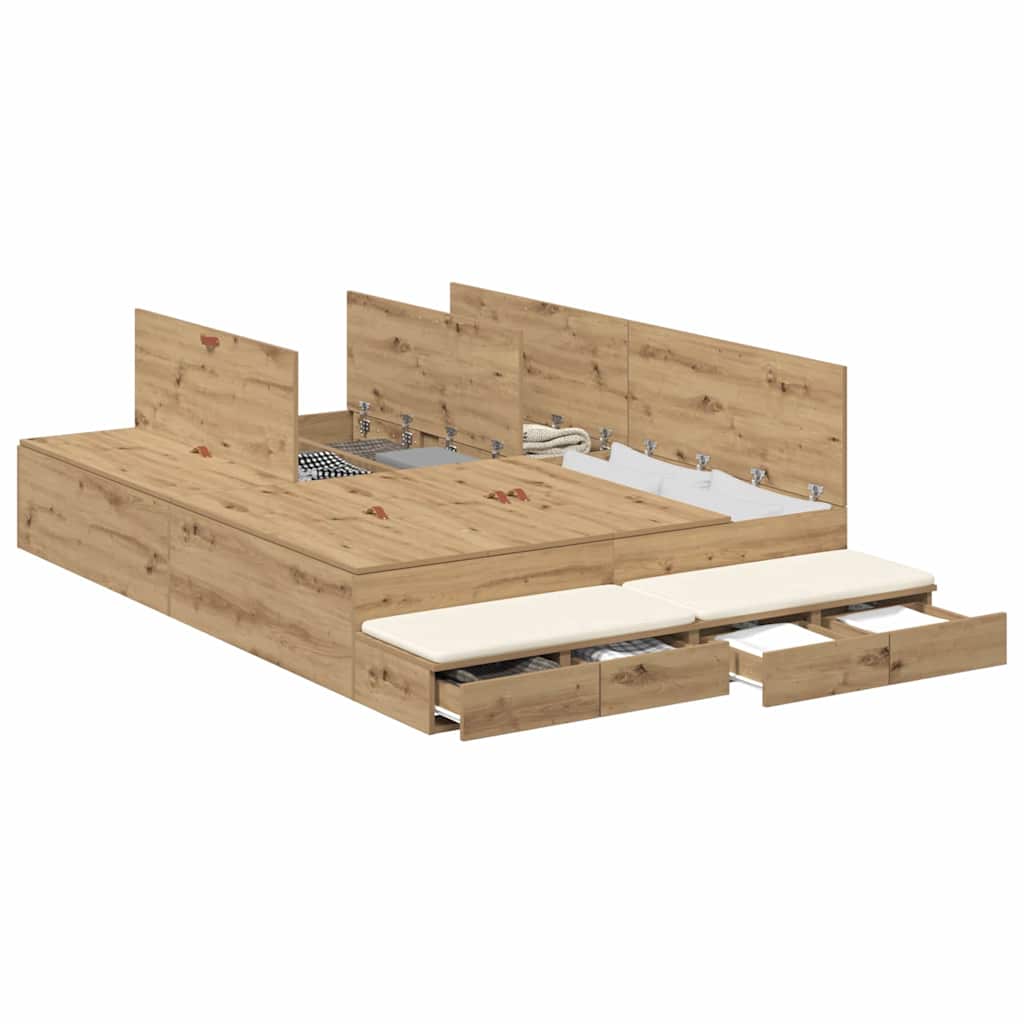 Storage Bed Frame with Door Artisan Oak 150 cm Engineered Wood