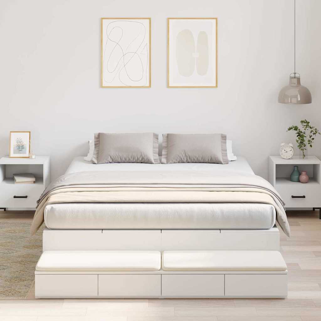 Storage Bed Frame with Drawer White 160 cm Engineered Wood
