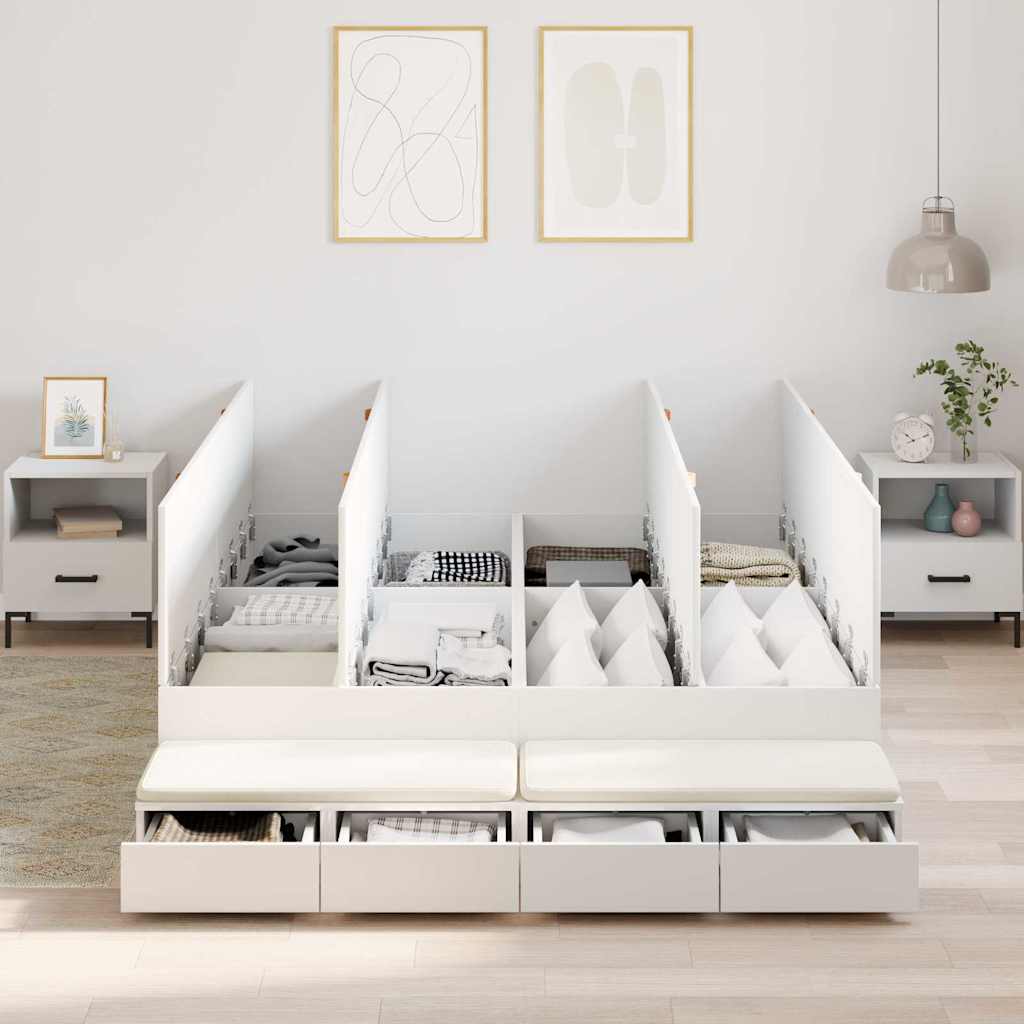 Storage Bed Frame with Drawer White 160 cm Engineered Wood