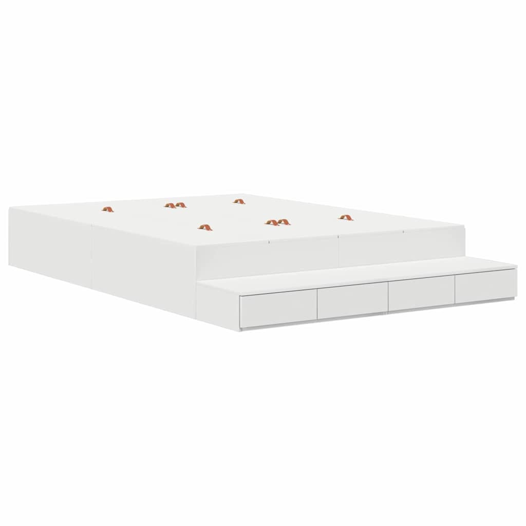 Storage Bed Frame with Drawer White 160 cm Engineered Wood