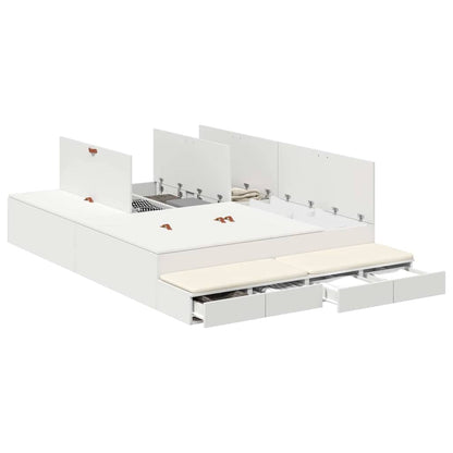 Storage Bed Frame with Drawer White 160 cm Engineered Wood