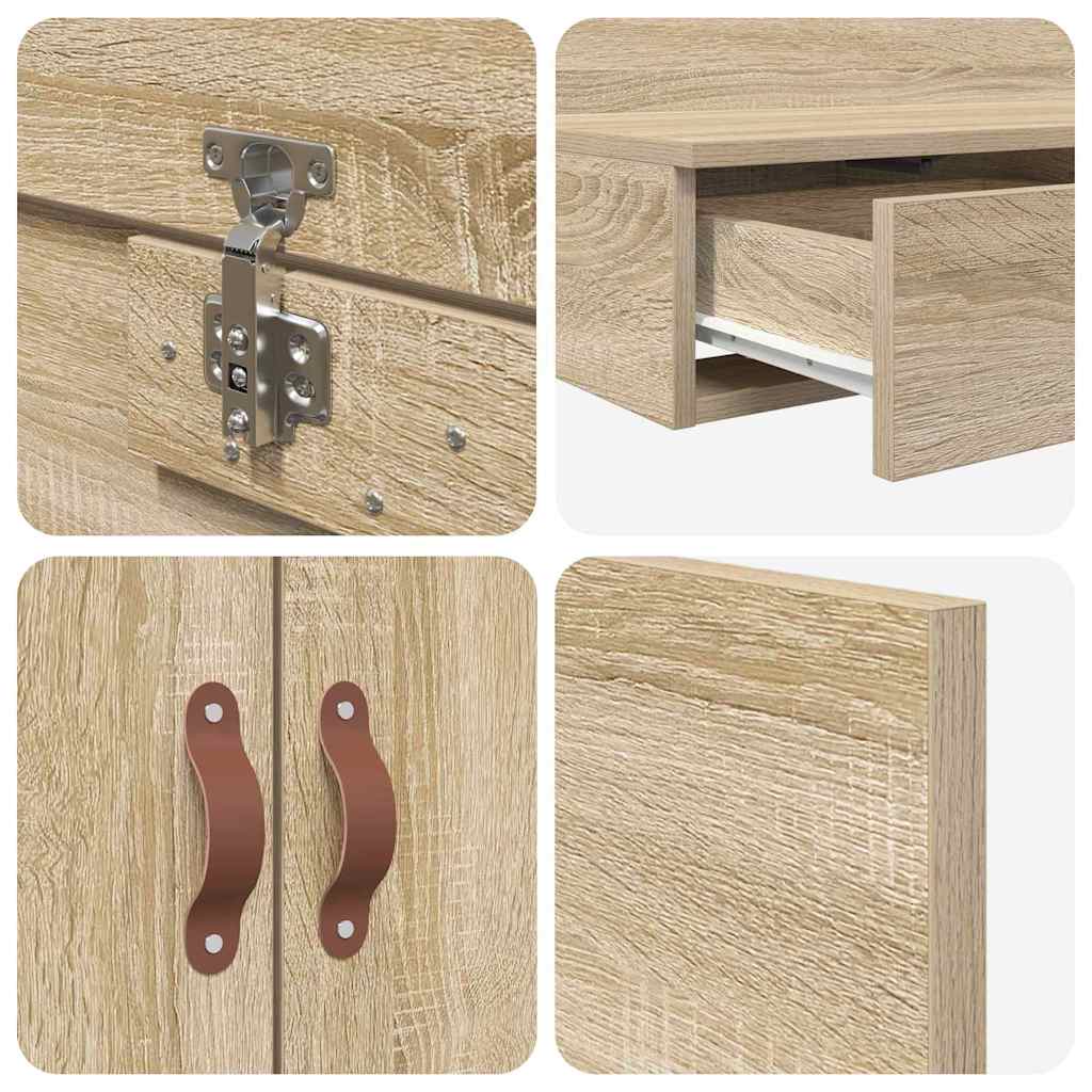 Storage Bed Frame with Drawer Sonoma Oak 160 cm Engineered Wood