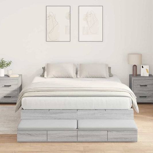 Storage Bed Frame Grey Sonoma 160 cm Engineered Wood