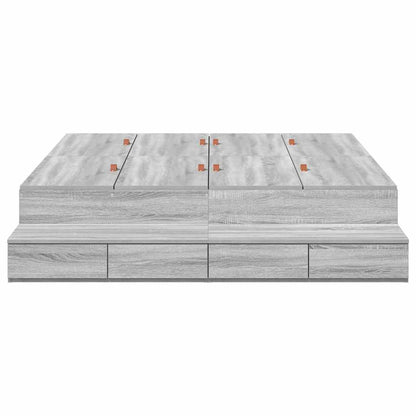 Storage Bed Frame Grey Sonoma 160 cm Engineered Wood