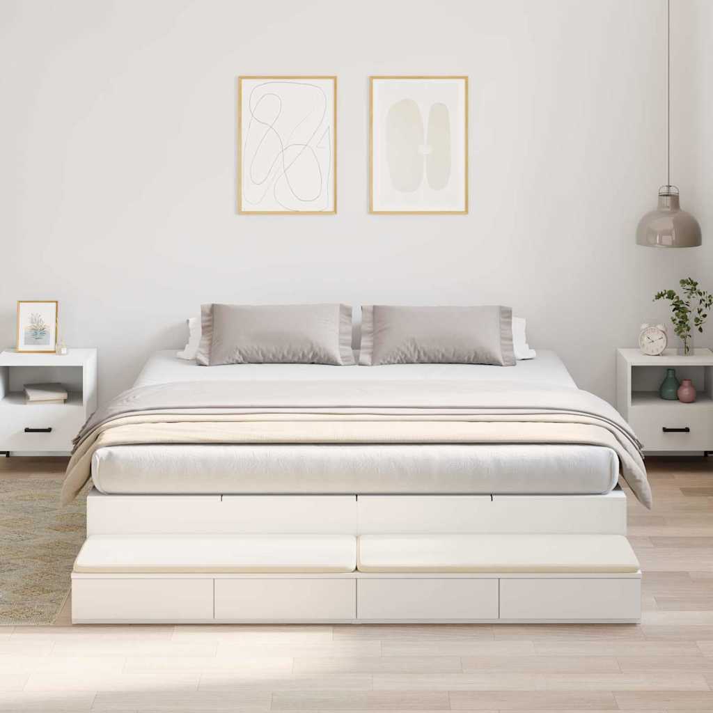 Storage Bed Frame with Drawer White 180 cm Engineered Wood