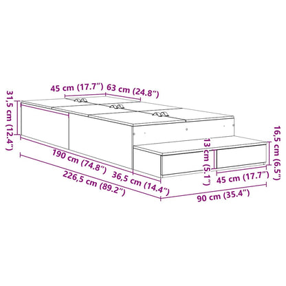 Storage Bed Frame with Drawer White 90 cm Engineered Wood