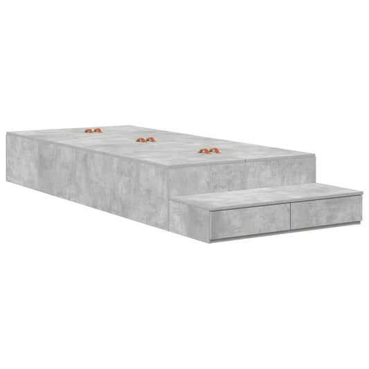 Storage Bed Frame Concrete Grey 90 cm Engineered Wood
