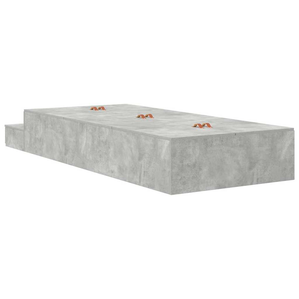 Storage Bed Frame Concrete Grey 90 cm Engineered Wood