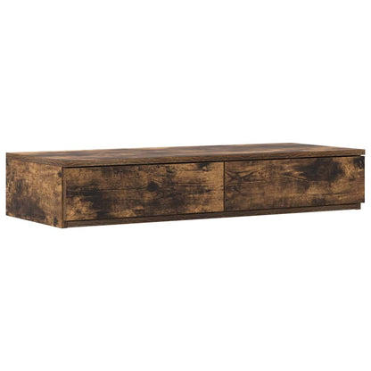 Storage Bed Frame with Drawer Smoked Oak 90 cm Engineered Wood