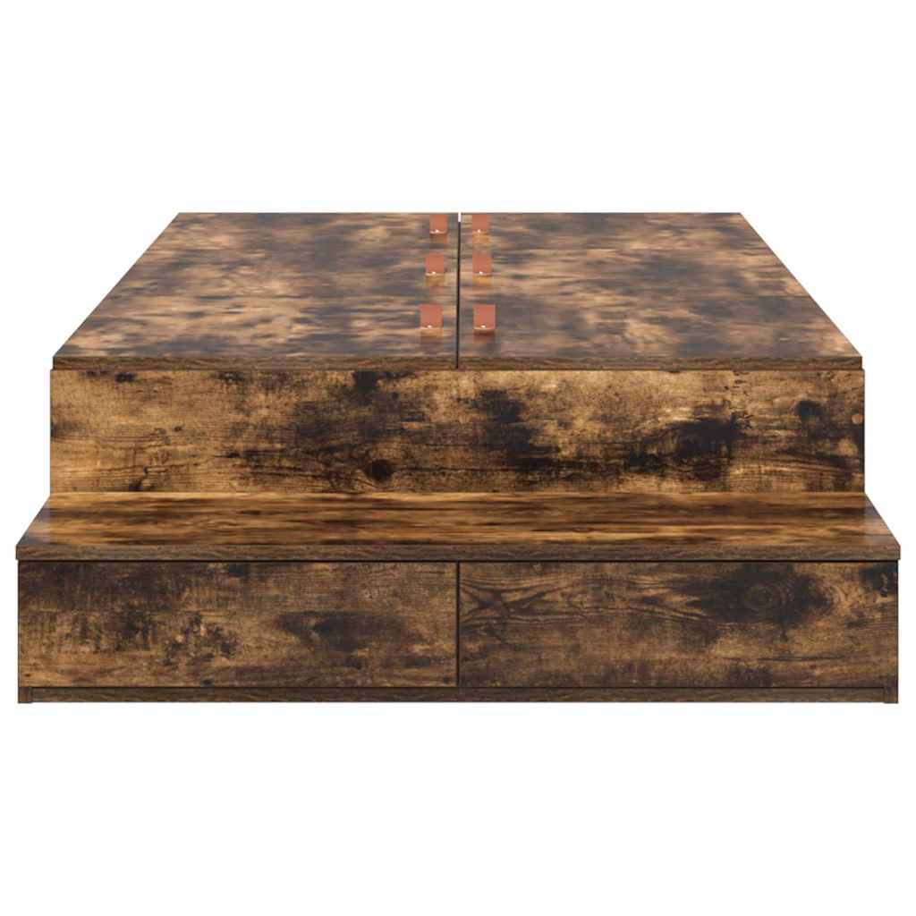Storage Bed Frame with Drawer Smoked Oak 90 cm Engineered Wood
