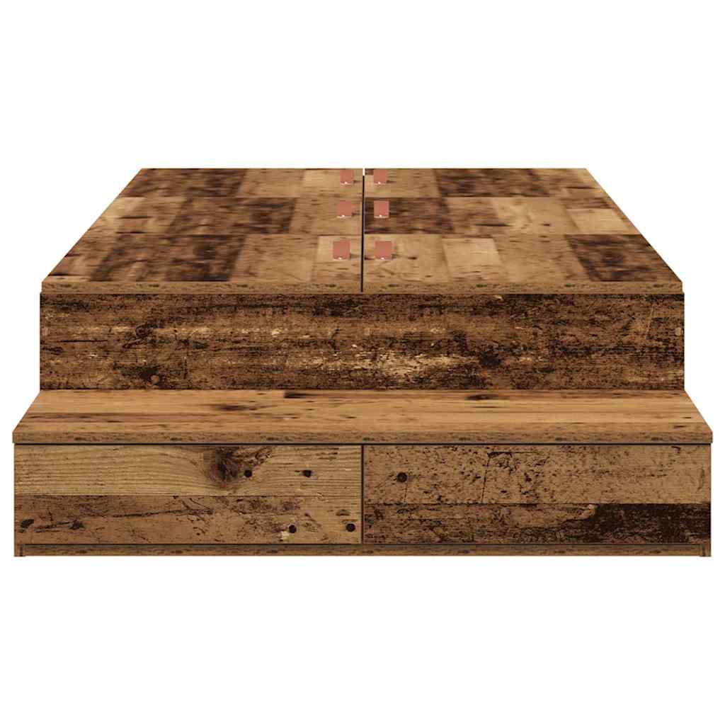 Storage Bed Frame with Drawer Old Wood 90 cm Engineered Wood