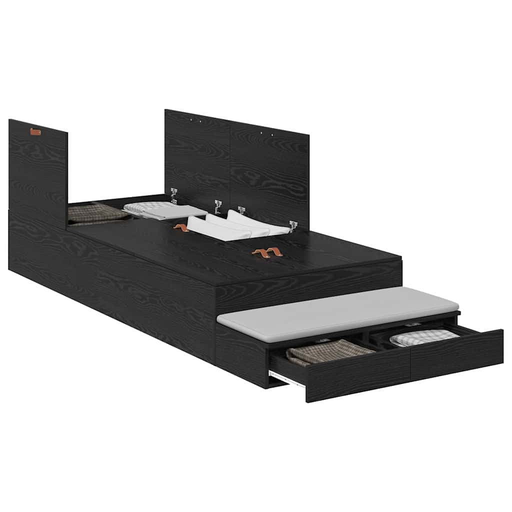 Storage Bed Frame with Drawer Black Oak 75 cm Engineered Wood