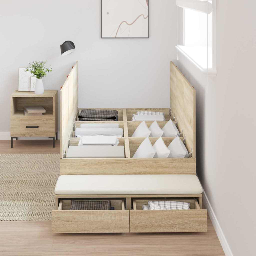 Storage Bed Frame with Drawer Sonoma Oak 75 cm Engineered Wood