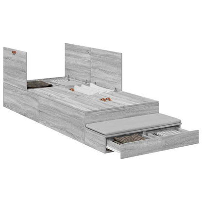 Storage Bed Frame with Drawer Grey Sonoma 75 cm Engineered Wood