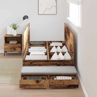 Storage Bed Frame with Drawer Old Wood 75 cm Engineered Wood