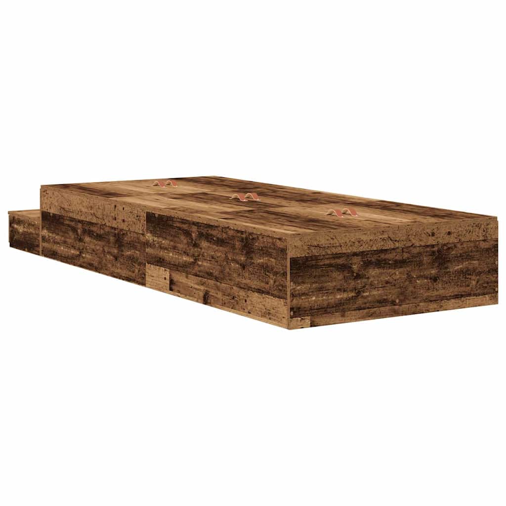 Storage Bed Frame with Drawer Old Wood 75 cm Engineered Wood