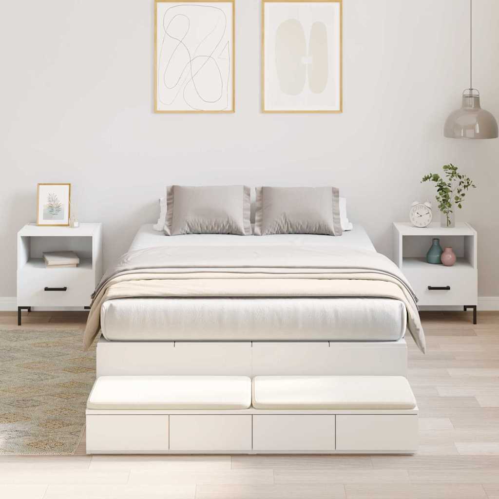 Storage Bed Frame with Drawer White 120 cm Engineered Wood