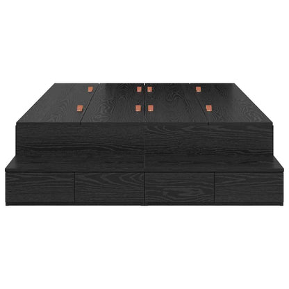 Storage Bed Frame with Drawer Black Oak 120 cm Engineered Wood