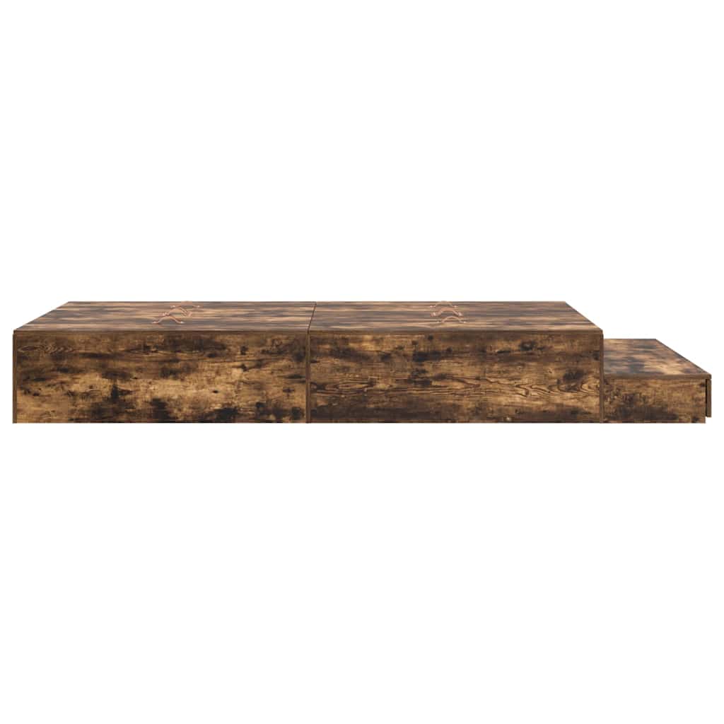 Storage Bed Frame with Drawer Smoked Oak 120 cm Engineered Wood
