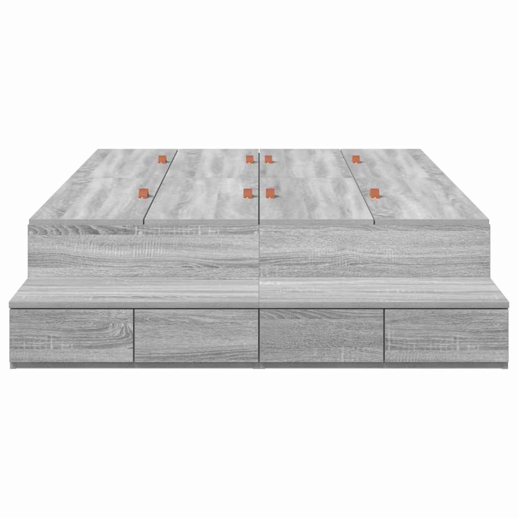 Storage Bed Frame Grey Sonoma 120 cm Engineered Wood