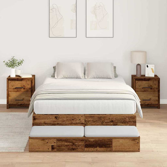 Storage Bed Frame with Drawer Old Wood 120 cm Engineered Wood
