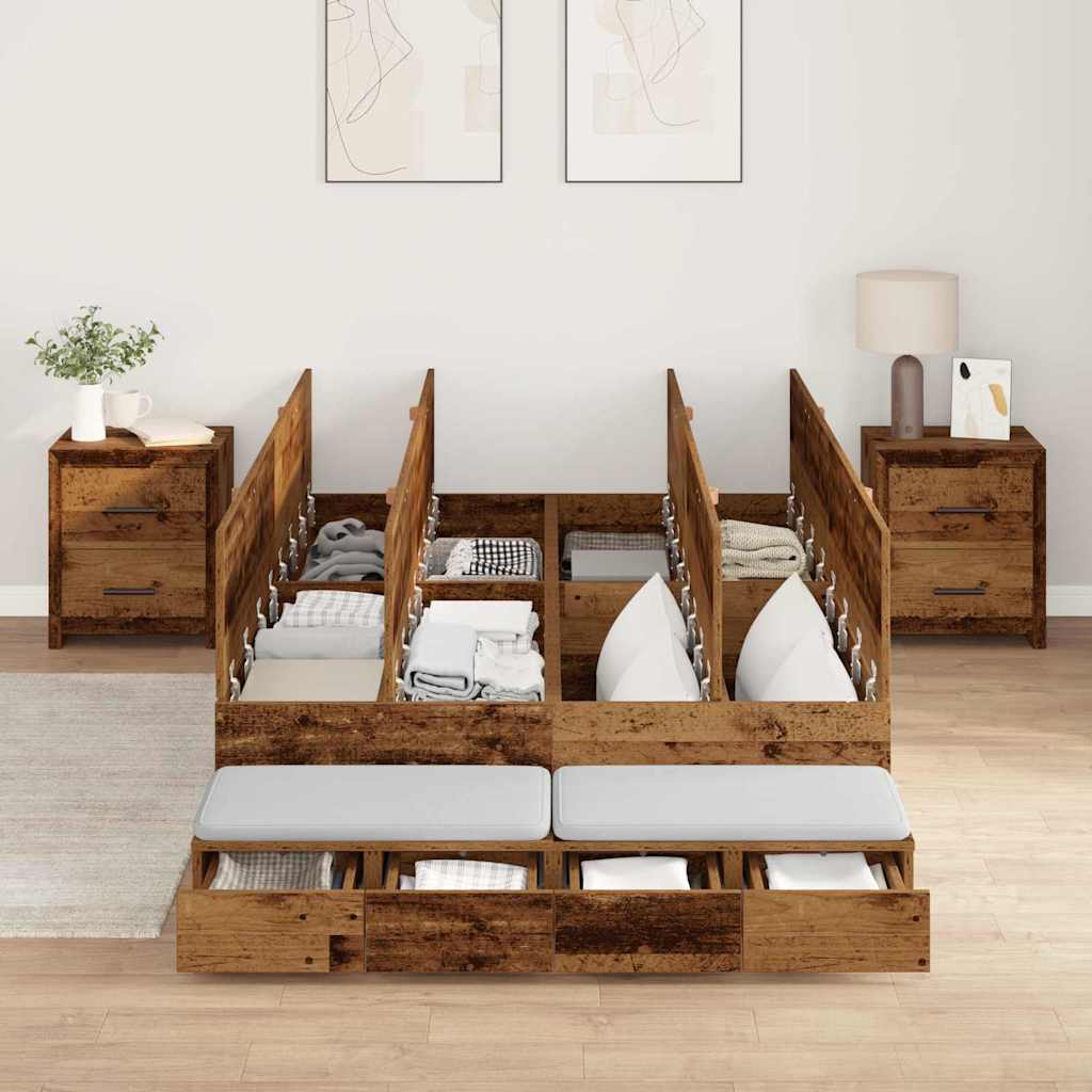 Storage Bed Frame with Drawer Old Wood 120 cm Engineered Wood
