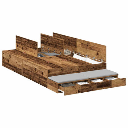 Storage Bed Frame with Drawer Old Wood 120 cm Engineered Wood