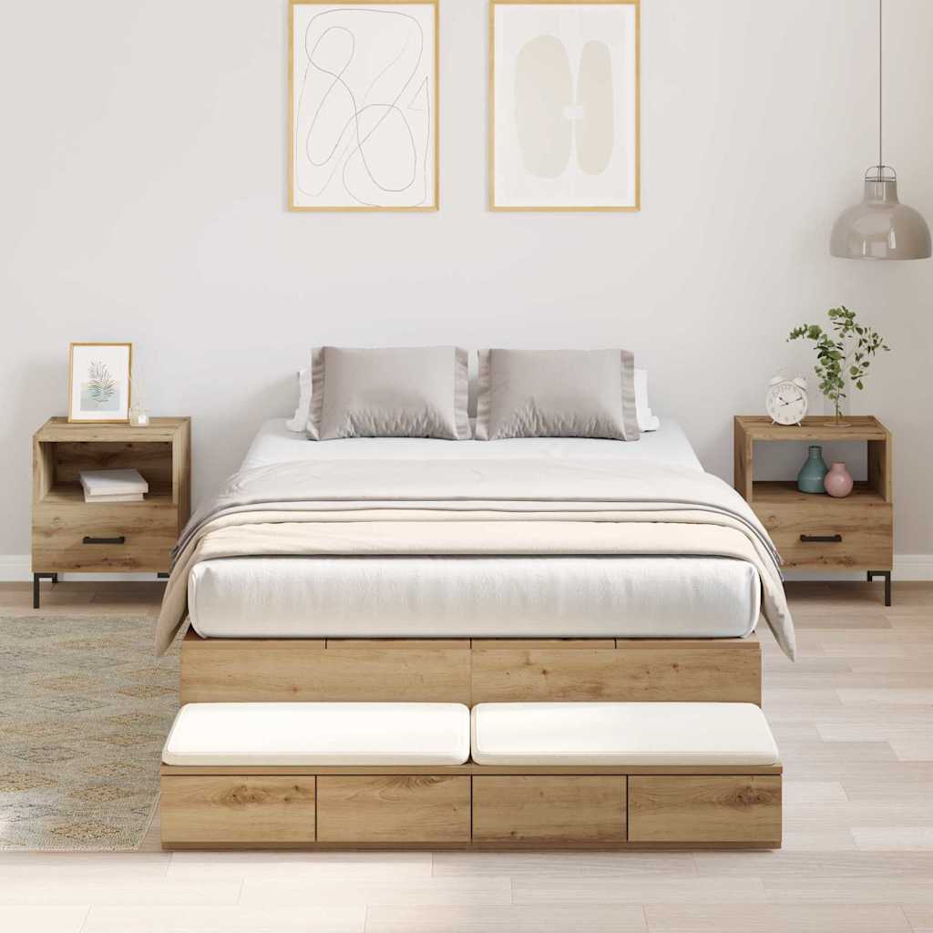 Storage Bed Frame Artisan Oak 120 cm Engineered Wood