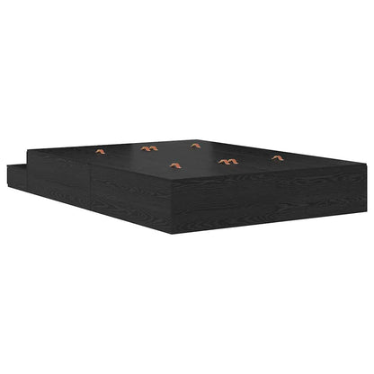 Storage Bed Frame with Drawer Black Oak 140 cm Engineered Wood